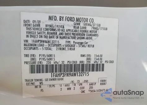 2010 Ford Focus Se из США, поврежденный, VIN 1FAHP3FN9AW132715